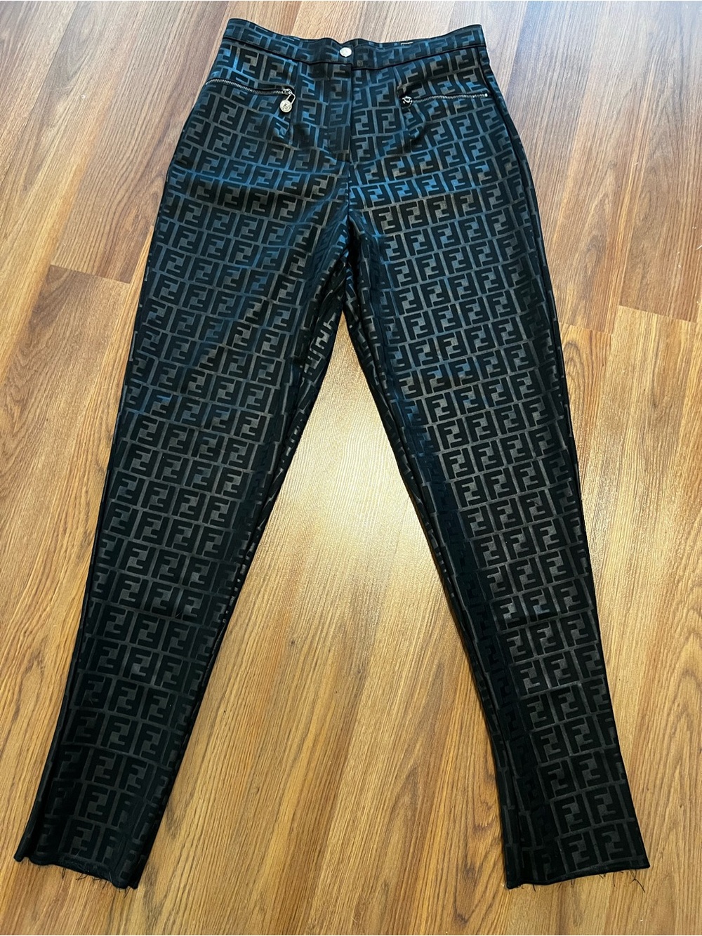 Authentic Vintage Fendi Zucca FF Logo Black Trousers